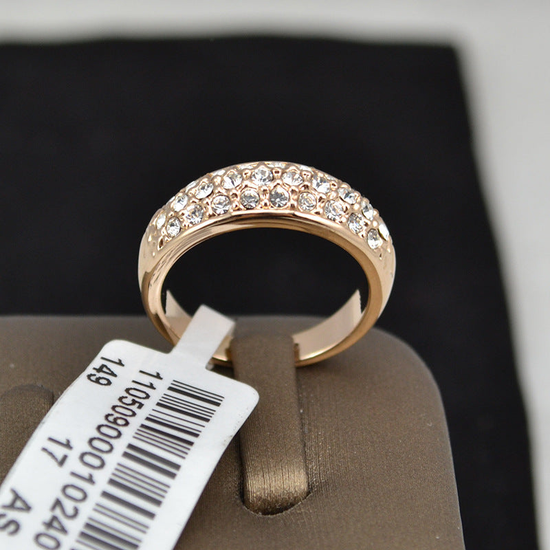 Womens Simple Fashion Pave Spot Drill Ring Geometric Copper Jewelry In Rose Gold Or White Gold Size 5.5 To 9 No 6 7 8 9