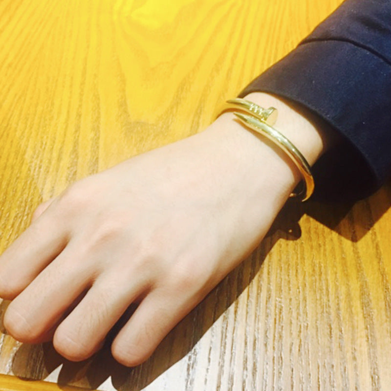 Alloy European Bangle Bracelet Silver Rose Gold 6cm 5mm