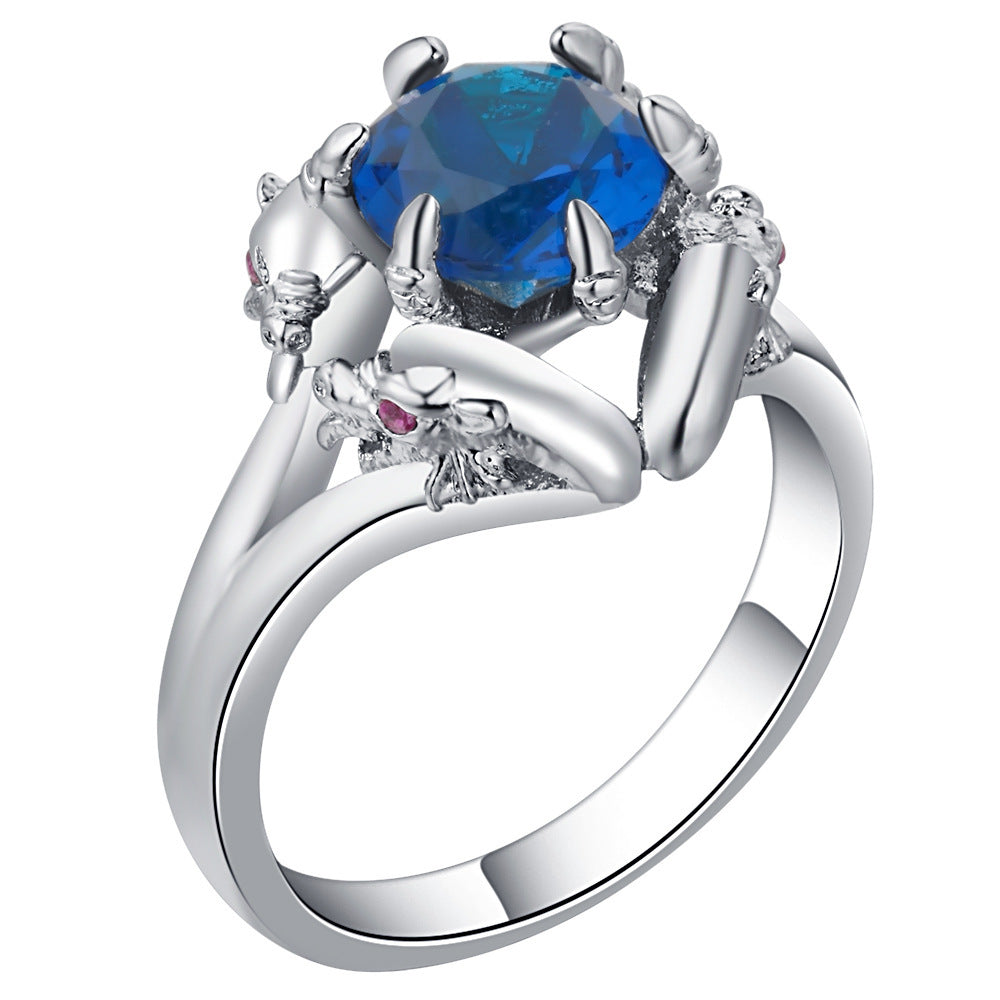 Copper Inlaid Zircon Ring Unisex European And American Style Size 6 7 8 9 10 Gold Plated Gem Stone For Fashion