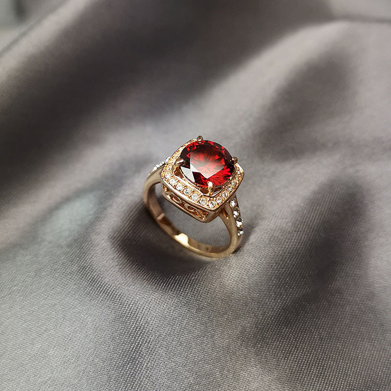 Womens Geometric Alloy Ring With Citrine Zircon Gemstone And Diamond Decoration Fashion Jewelry Gift For Every Occasion