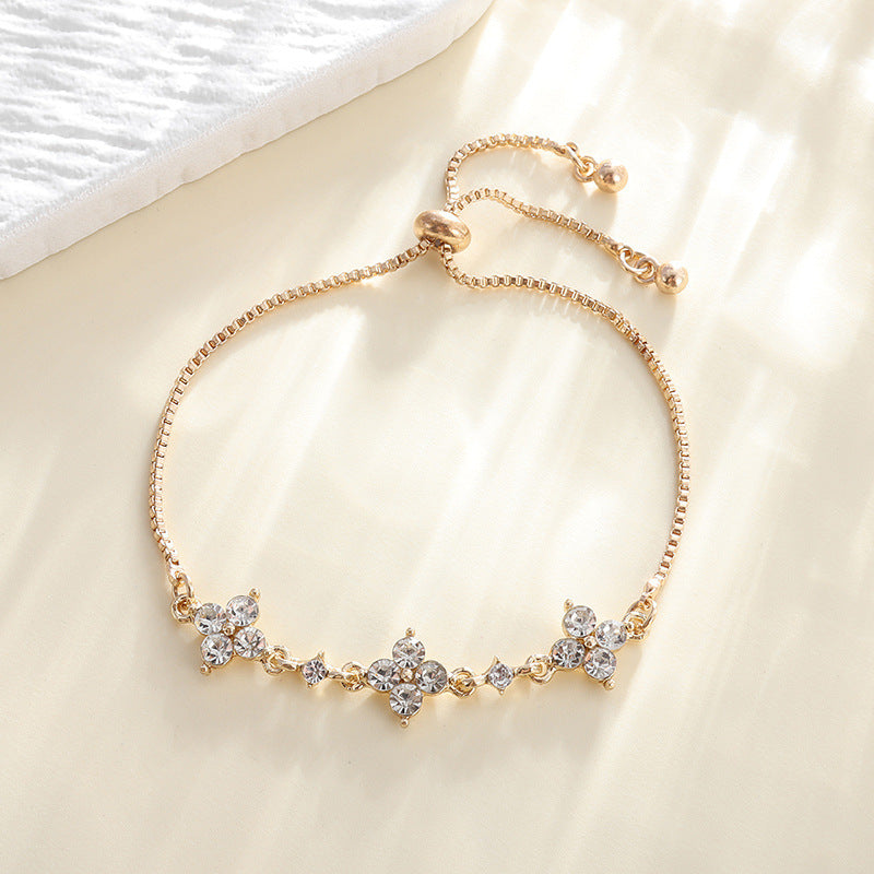Womens Star Zircon Flower Bracelet Alloy Jewelry Gift