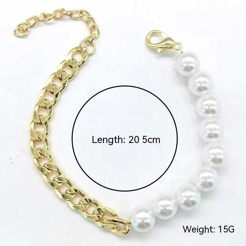 Bohemian Bracelet With Pearl Accents Geometric Shapes