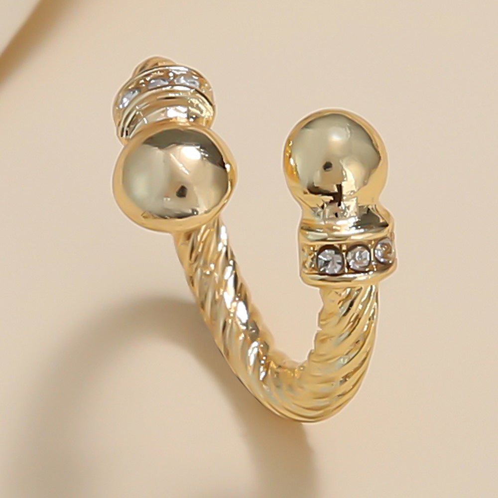 Womens Twist Ring Irregular Ball Alloy Index Finger Ring European American Fashion Ring European Fashion Style
