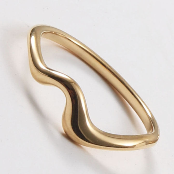 18K Gold Electroplated Titanium Steel Ring Diamond Insert Material Titanium Steel Female Style Gold Color Sizes 6 7 8