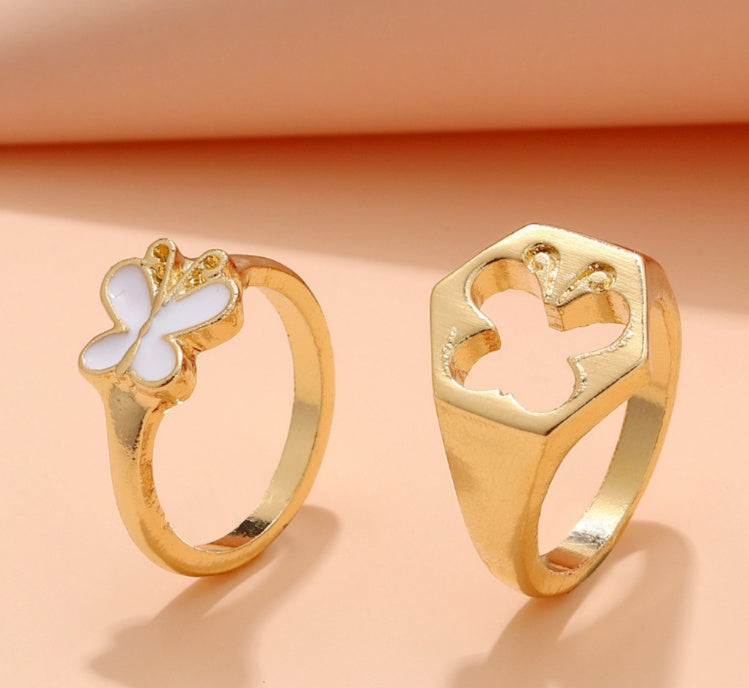 Womens Fashion Butterfly Ring Hollow Geometric Alloy Jewelry Electroplated with Beautiful Appearance and Shine