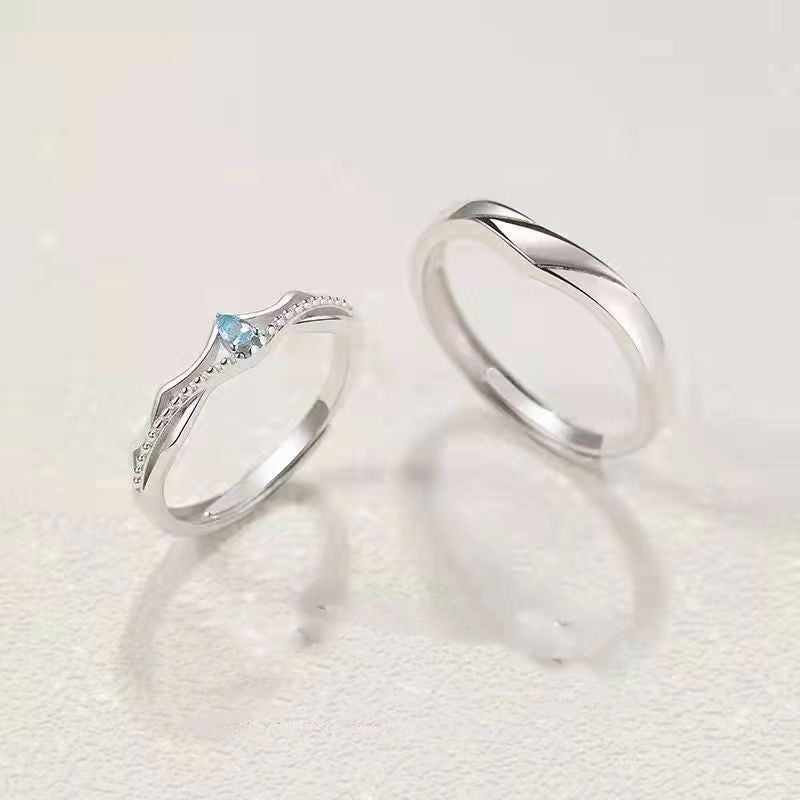 Adjustable Couple Promise Rings Copper Knight And Princess Design Geometric Style For Him And Her Korean Style