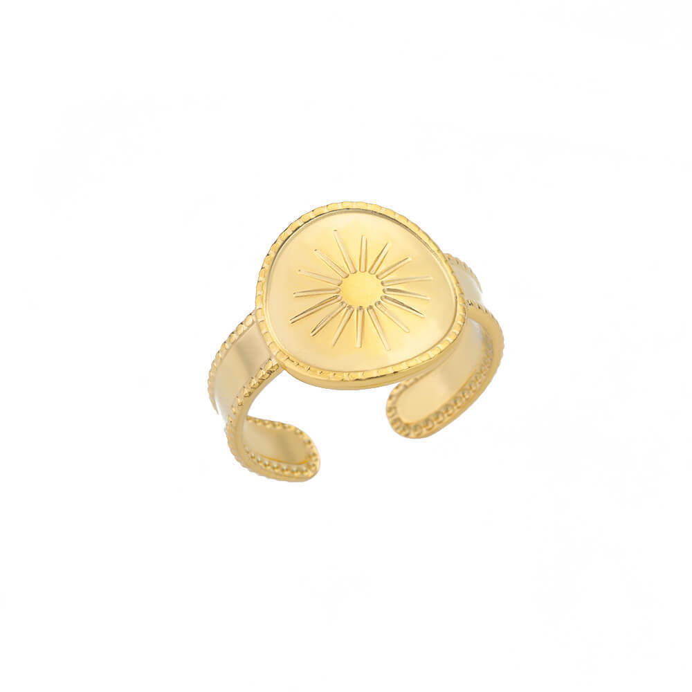 Womens Stainless Steel Ring Adjustable Geometric Open Ring Round Electroplated Jewelry for Women Everyday Wears