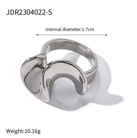 Stainless Steel Ruffled Geometric Ring for Women Ins Style Edge Ring Jewelry Gift for Her Elegant Everyday Wear Style