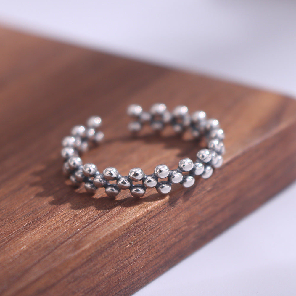 S925 Sterling Silver Round Bead Design Ring