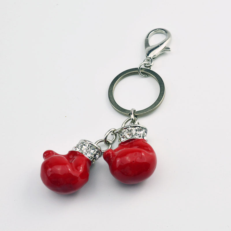 Boxing Gloves Keychain Metal Accessory For Backpacks And Bags Unique Keyring Gift For Women And Girls Sparkles
