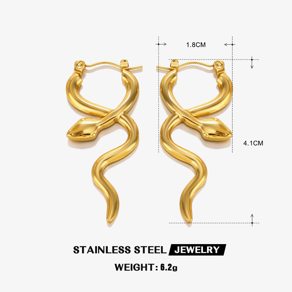 Womens Stainless Steel Snake Ring Electroplated Gold Trendy Fashion Jewelry Serpent Ring For Women Chic Modern