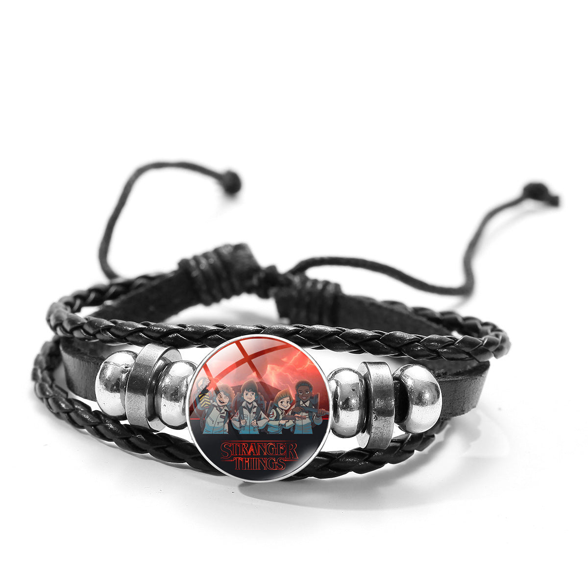 Unisex Woven Leather Bracelet Multilayer Alloy Gemstone Inlay Geometric Pattern Retro Style Gift Ready For Men Women