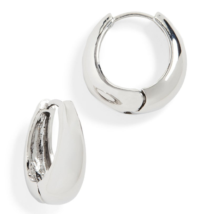 Brass Earrings With 18K Gold Plating Geometric Buckle Design Curved For Women And Girls Fashion Jewelry Ladies