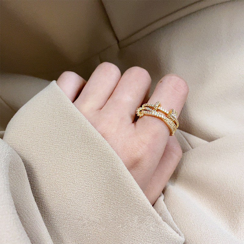 Adjustable decorative rhinestone ring