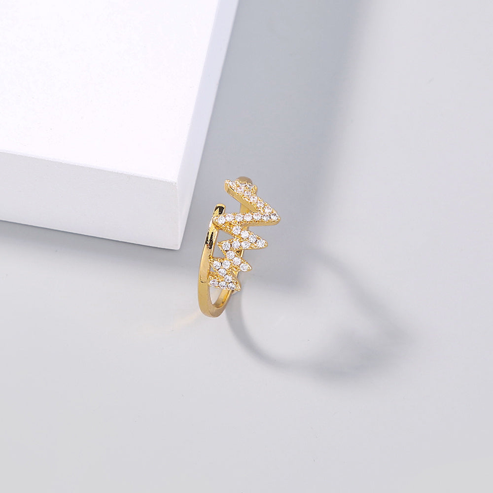 Adjustable Copper Zircon Ring European Style Gift Packaging