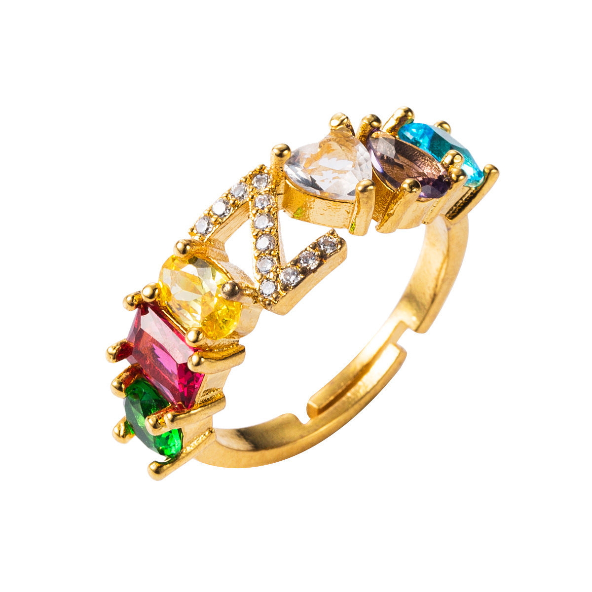 26 letters micro inlaid zircon letter ring