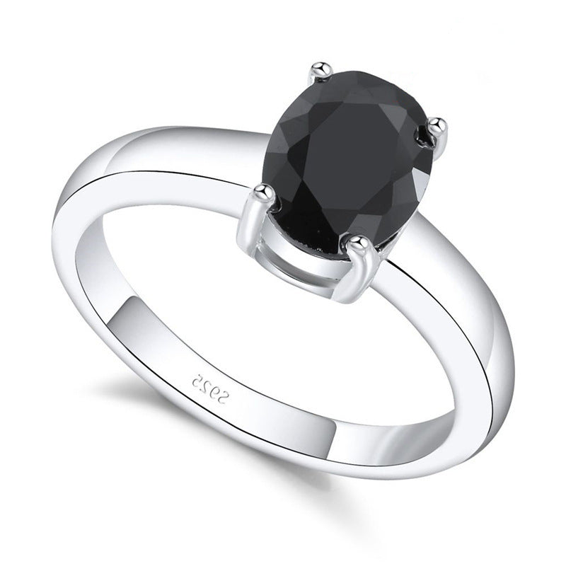 Black Agate Zircon Ring Metal Wedding Ring Elegant Stylish National Style Jewelry For Women Everyday Wear Fashion