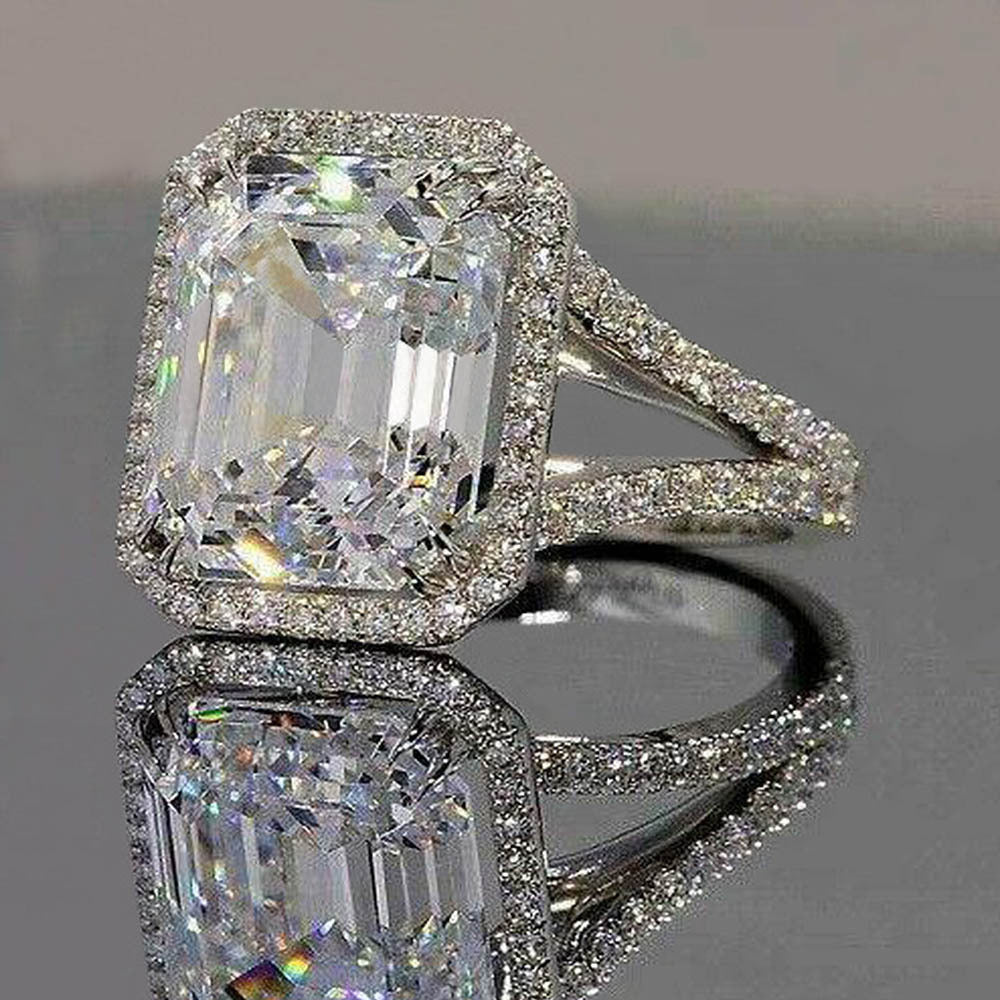 Gold Plated Zircon Ring Square Cut Copper Band For Women Elegant Sparkling Gemstone For Engagement Anniversary