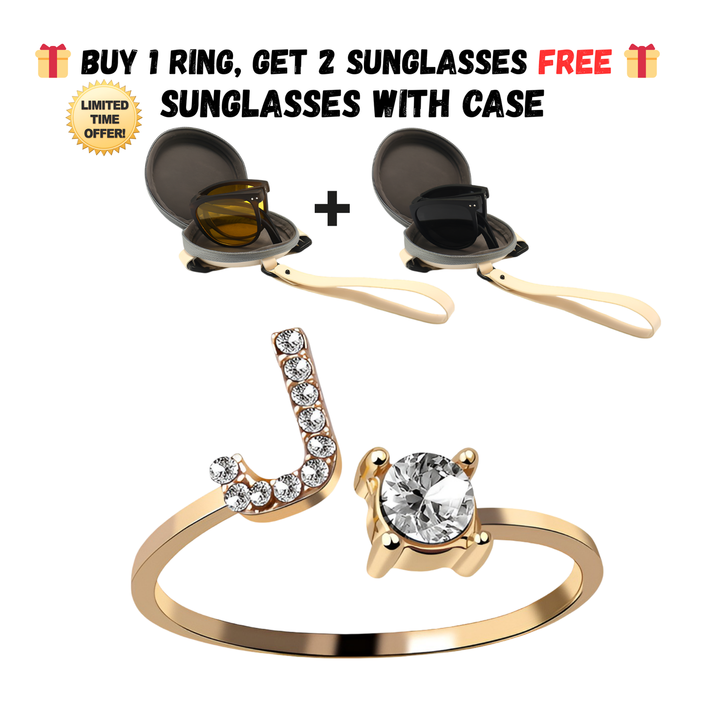 Adjustable Letter Zircon Ring with Alphabet Initials A Z Copper Alloy Jewelry Gift for Women Elegant Gift Idea