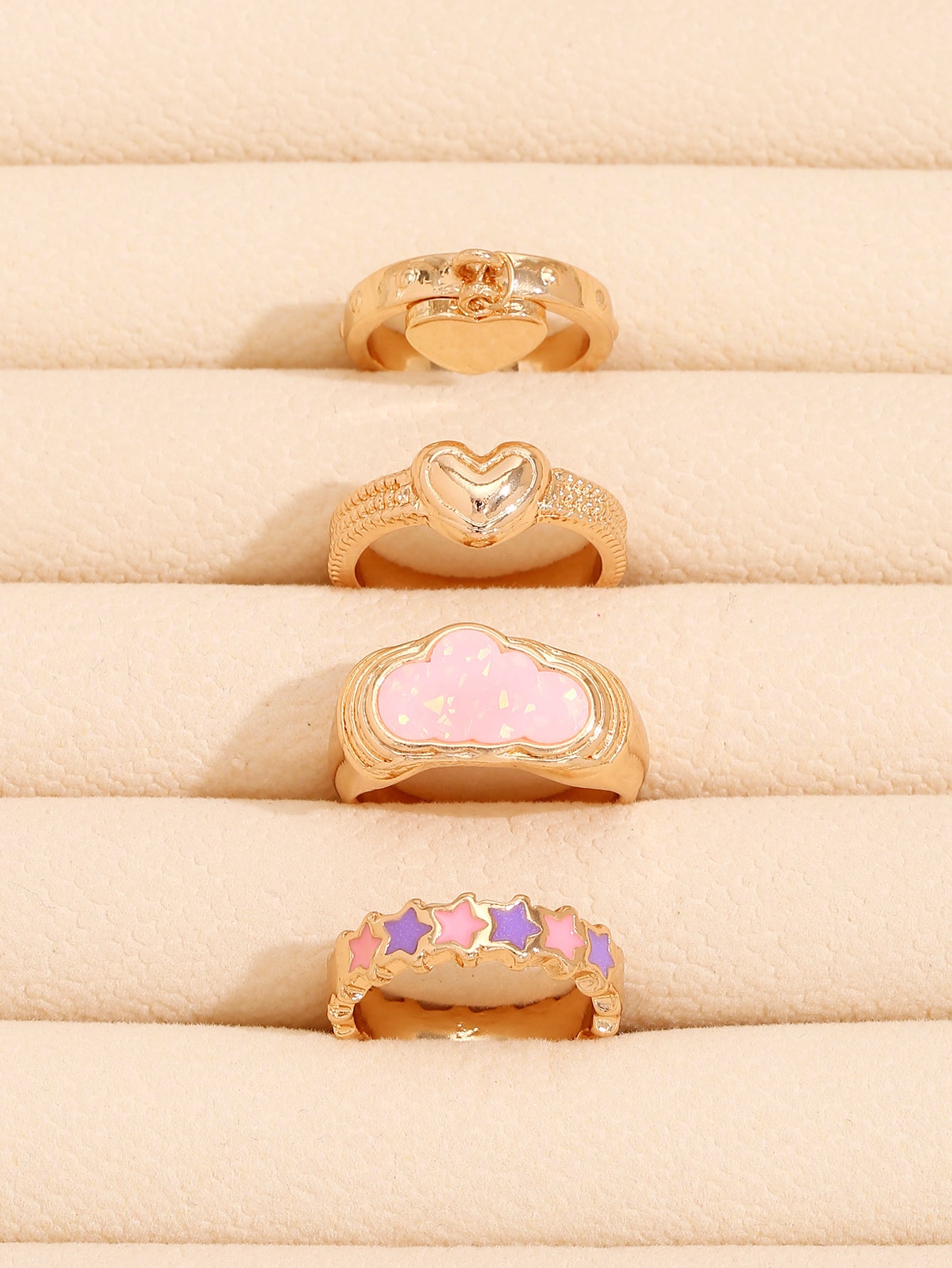 Womens Geometric Rings Set Fashionable Zinc Alloy Rings for Women Girls Elegant Accessory Trendy Must Have Set