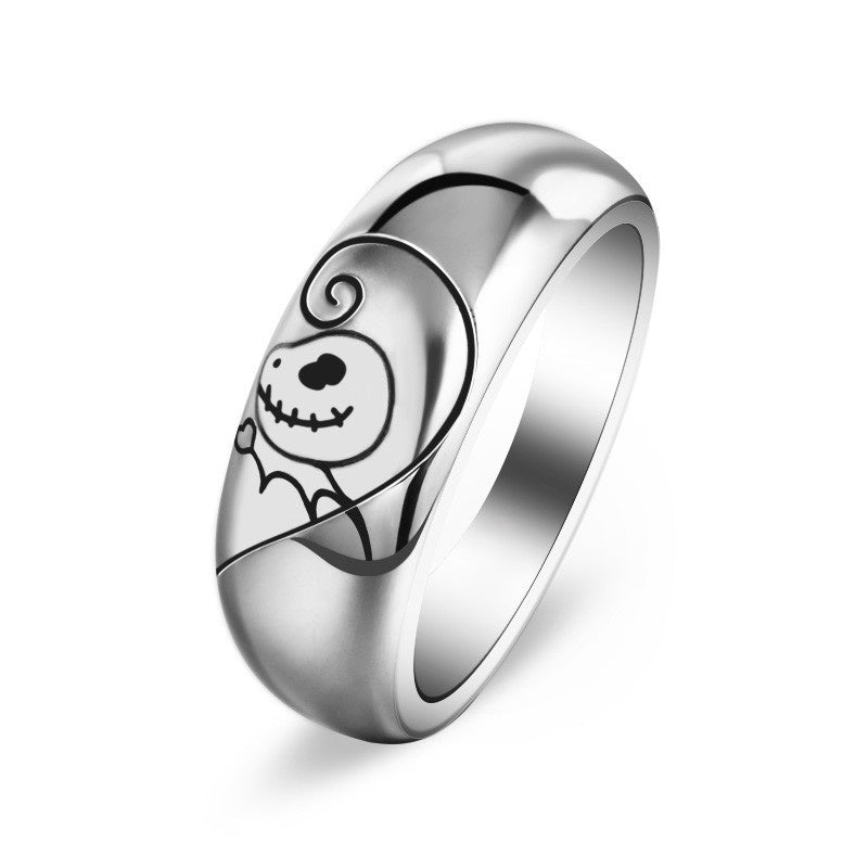 Womens Alloy Skull Design Couple Rings Love Ghost Head Creative Simple Fashion Rings High Quality Jewelry Trendy Style