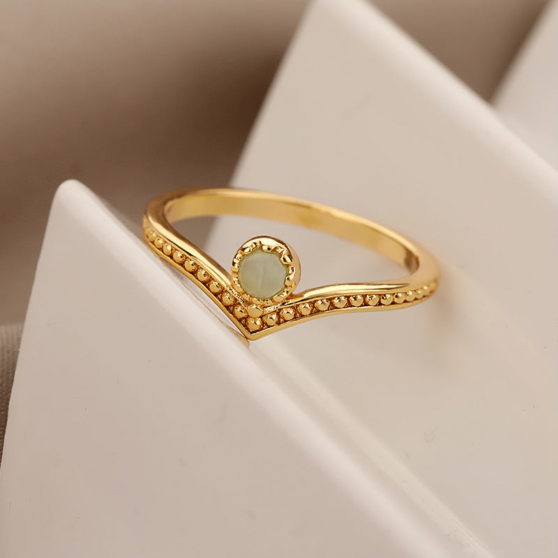 Brass Ring With Crown Moon And Sun Design Korean Style Jewelry For Women High Quality Gold Fashion Accessory Gift Idea