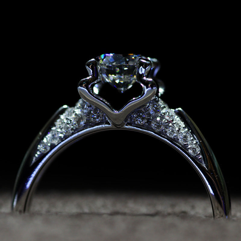 Womens Crown Style Ring With Zircon Inlay In Cupronickel Plated Four Claw Setting Jewelry Sparkling Zircon Ring