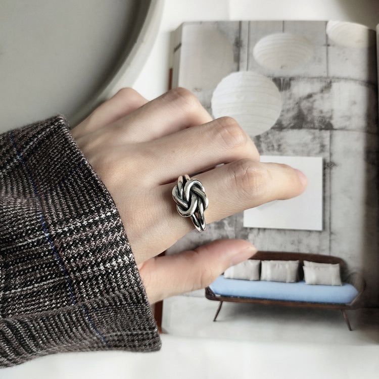 Womens Vintage Copper Braided Wrap Ring Adjustable Opening Knotted Design Fashion Jewelry Electroplated Design