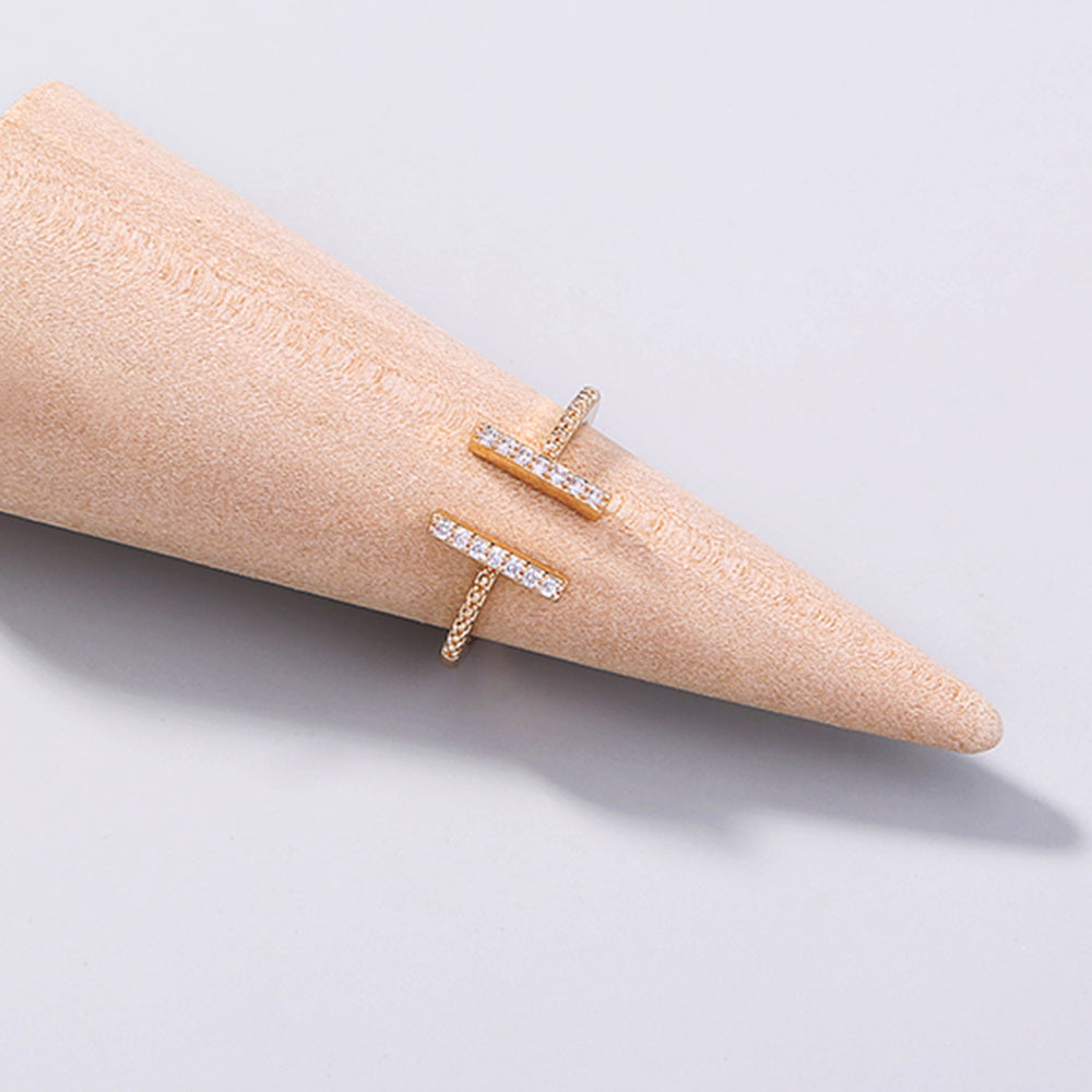 Copper Zircon Open Ring Adjustable Jewelry For Women And Girls Statement Accessory With Bright Stones And Plating