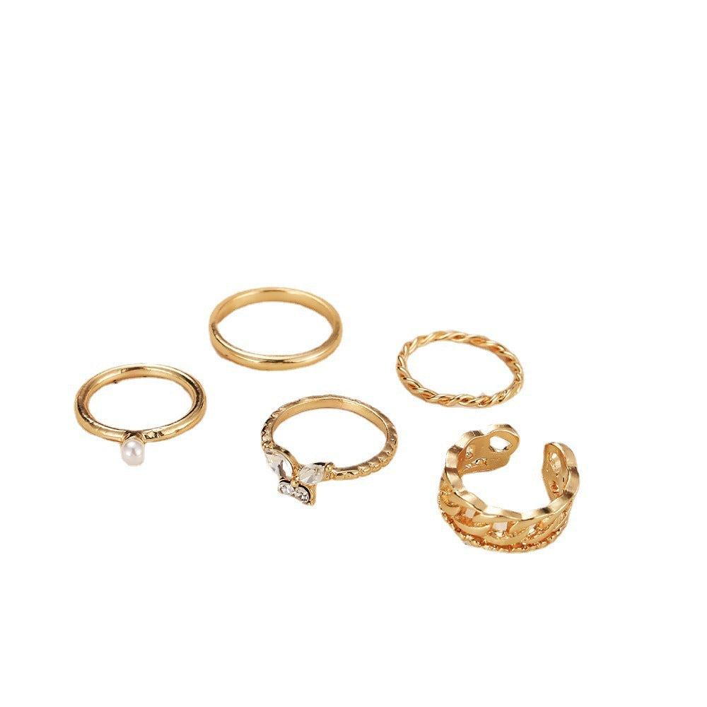 Unisex Alloy Chain Ring Set Electroplated Personality Rings Ring Wear Special Special Fashionable Finger Rings