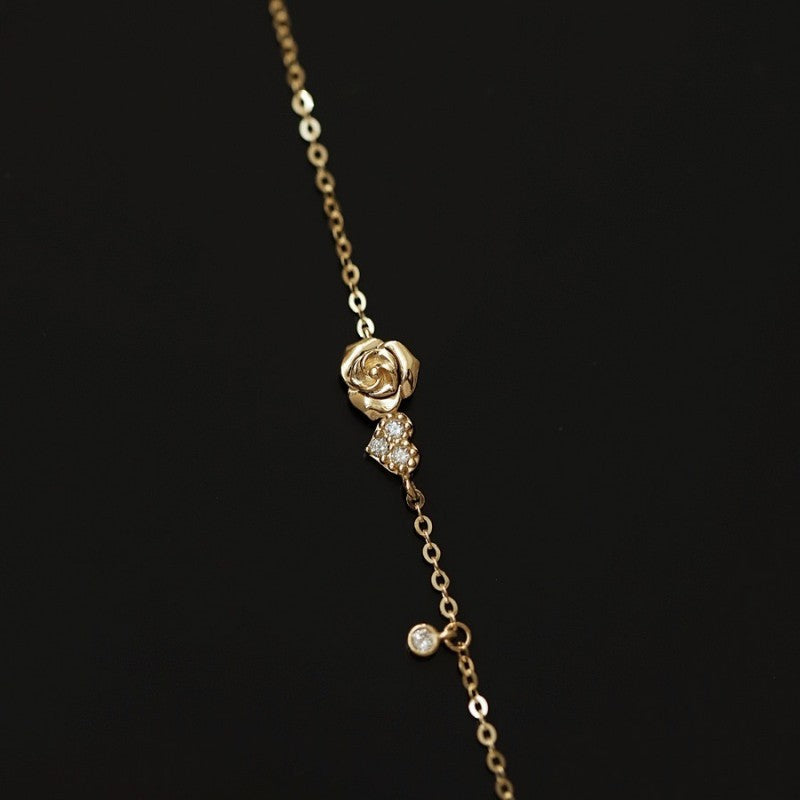 Womens Rose Gold Flower Bracelet Titanium Steel Elegant Rose Jewelry French Design Gift For Her Everyday Style