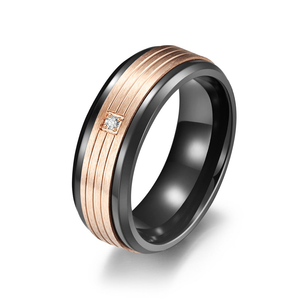 Classic Titanium Steel Men's Two-tone Ring