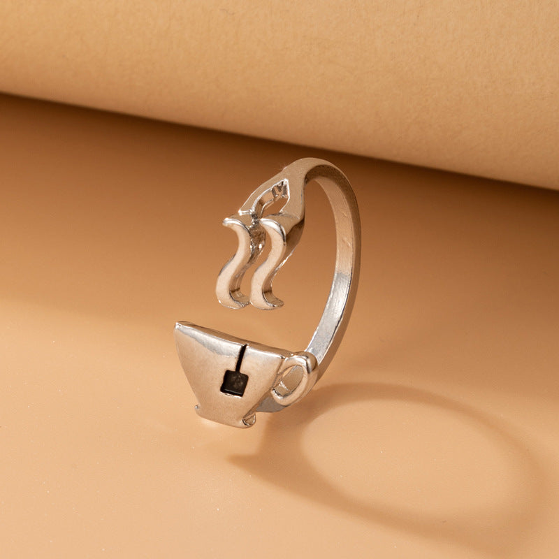 Alloy Ring Creative European Fashion Accessory With Water Cup Element Literary Jewelry Gift Women Office Girls