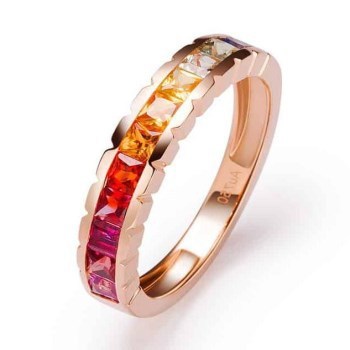 Womens Sterling Silver Rainbow Zircon Geometric Diamond Cut Bangle Rose Gold Plated Jewelry For Everyday Wears