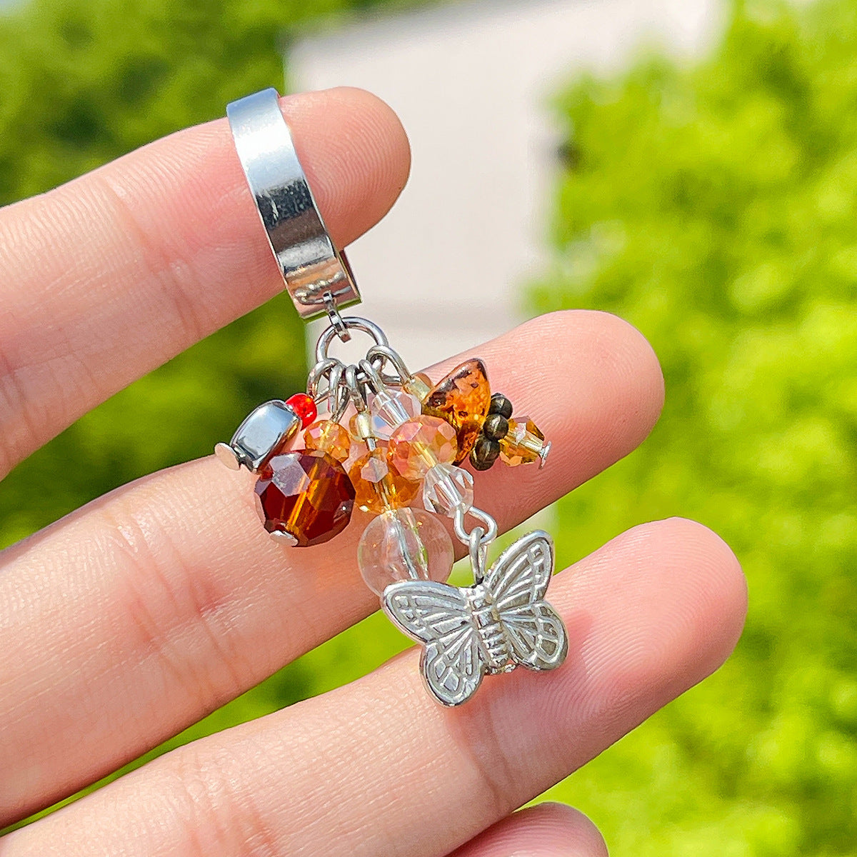 Womens Fashion Ring With Butterfly Tassel Heart Bow Chain Alloy Electroplated Jewelry For Women For Daily Wear