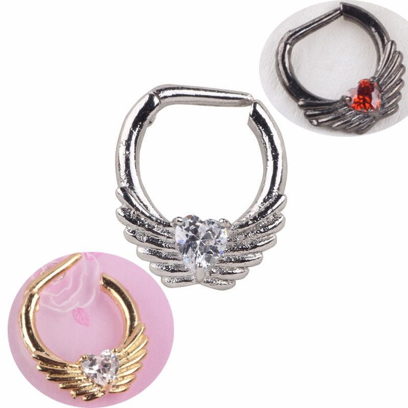 Unisex Stainless Steel Nose Ring Stud Heart Wing Geometric Design Nose Piercing Jewelry For Women And Men 0.45
