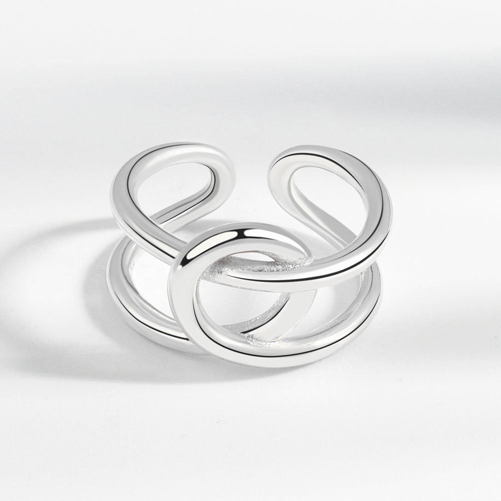 Adjustable Womens Copper Ring Vintage Knotted Cross Geometrical Statement Ring Platinum Or Gold Finish Elegant