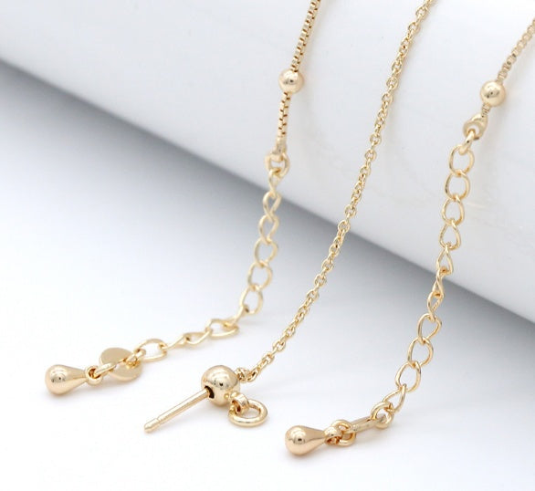 Womens Copper Chain Bracelet With Round Glass Bead Electroplated Fashion Jewelry Beaded Chain Glass Bead Chain