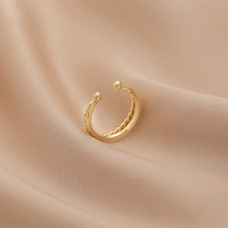 Adjustable Geometric Copper Ring With Double Layer Design For Fashion Jewelry Looking Elegant Trendy Accessory