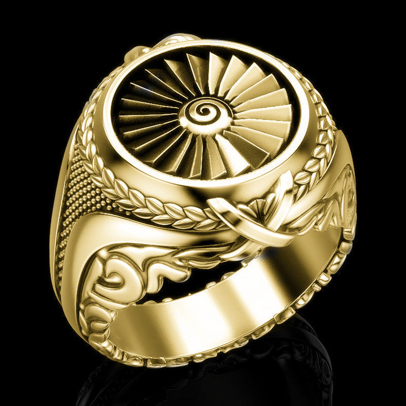 Geometric Statement Ring Vintage Alloy Turbine Electroplated Metal Jewelry Gift For Her Elegant Ring Pure Shine