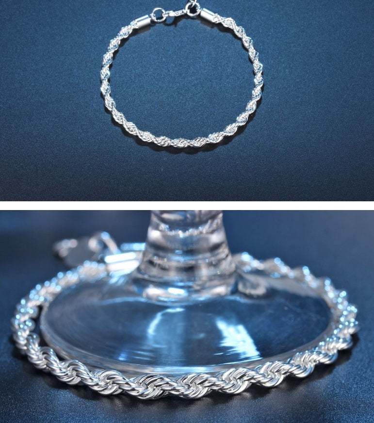 Womens Twisted Rope Bracelet Silver Alloy Metal Fashion Jewelry Rope Chain Bracelet Gift For Girls Great Value