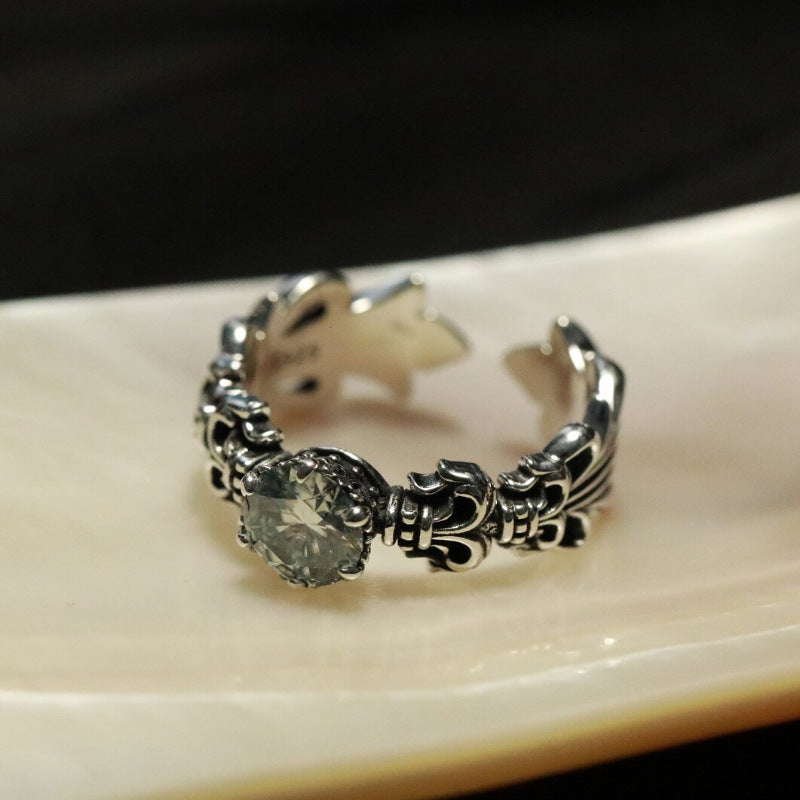 Copper Open Adjustable Ring With Geometric Flower Luce RetroVintage Style For Women Elegant Everyday Wear Chic