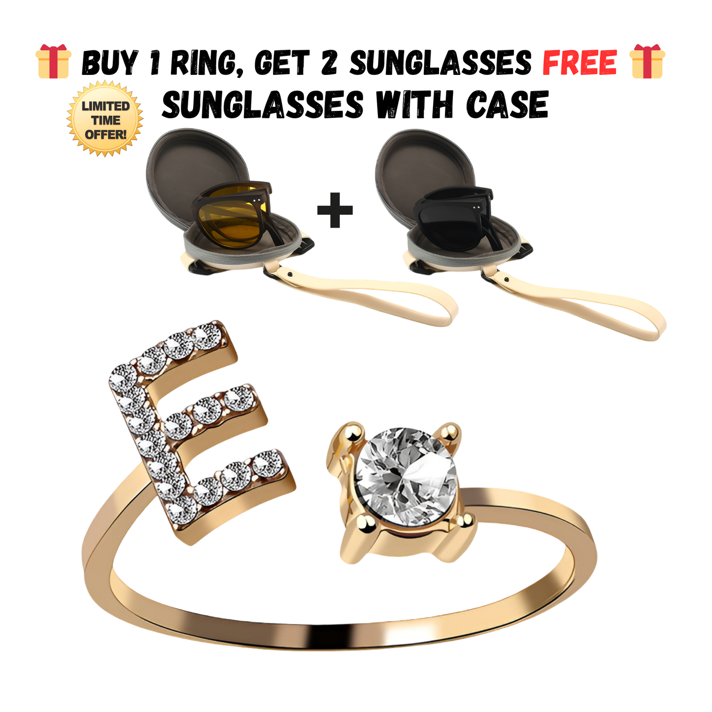 Adjustable Letter Zircon Ring with Alphabet Initials A Z Copper Alloy Jewelry Gift for Women Elegant Gift Idea