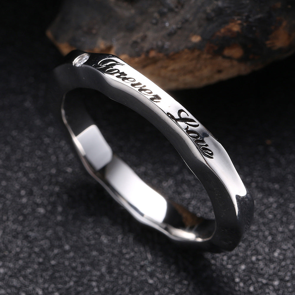 MensAndGirls Womens Titanium Steel Water Ripple Rings Electroplated Silver Tone Unisex Fashion Jewelry Durable