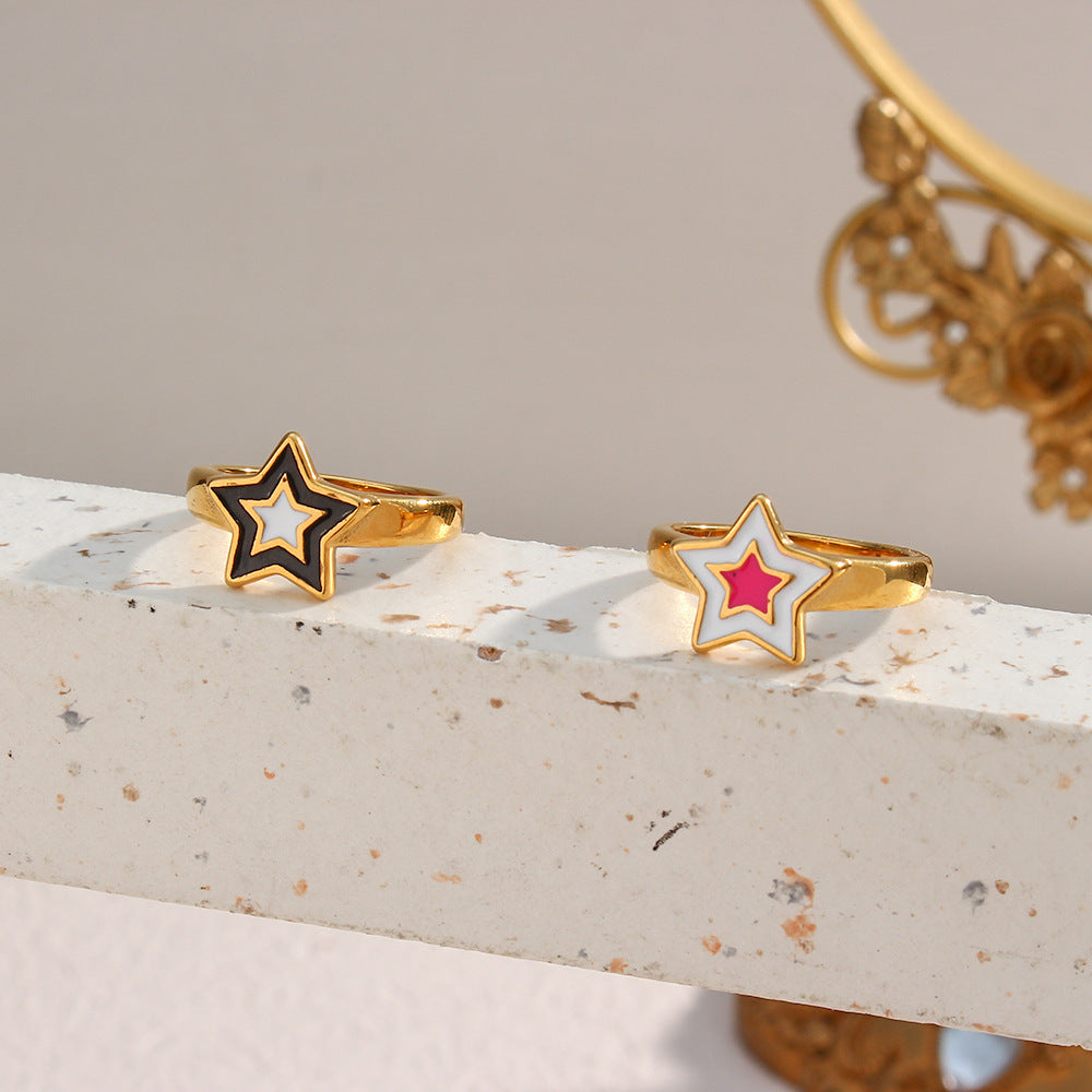 Womens Stainless Steel Ring With Colorful Oil Inlay Geometric Rings For Women Fashion Jewelry National Fashion