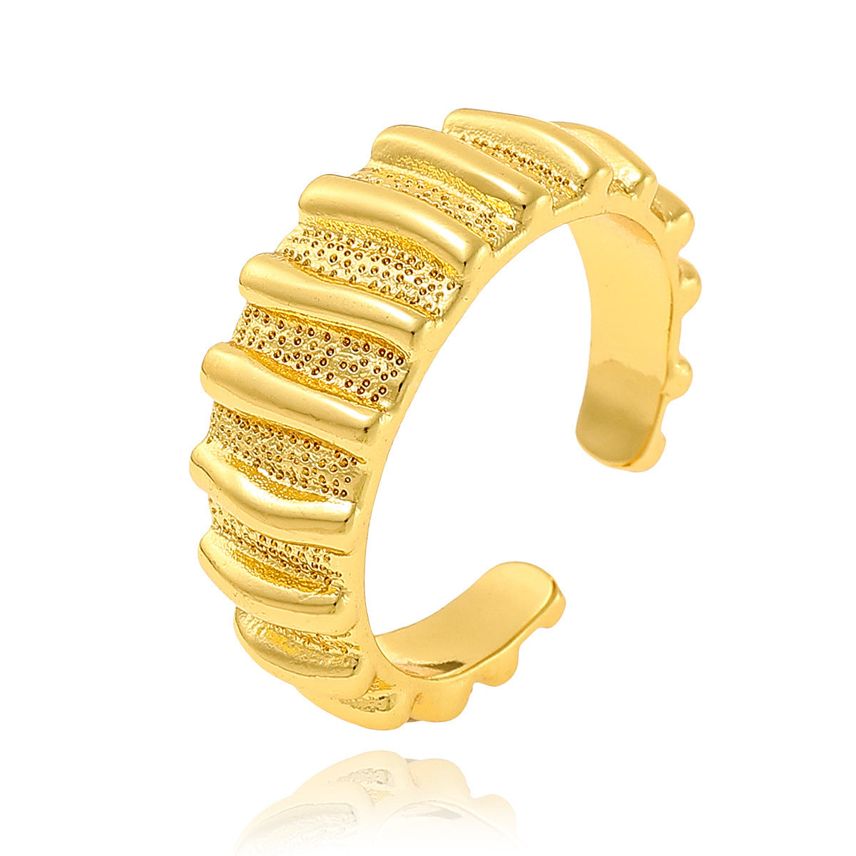 Adjustable Copper Ring 18K Gold Plated Geometric Round Design Jewelry Gift For Her Elegant Ring Everyday Charm