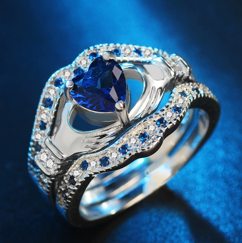Love Heart Zircon Ring For Women Exaggerated Dazzling Brass Plated Jewelry Engagement Wedding Anniversary Gift