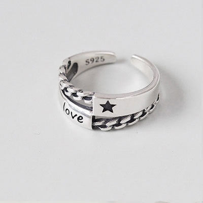 Adjustable Open Ring 925 Sterling Silver Wide Face Personalized Gift for Women Korean Style Jewelry Travel Gift