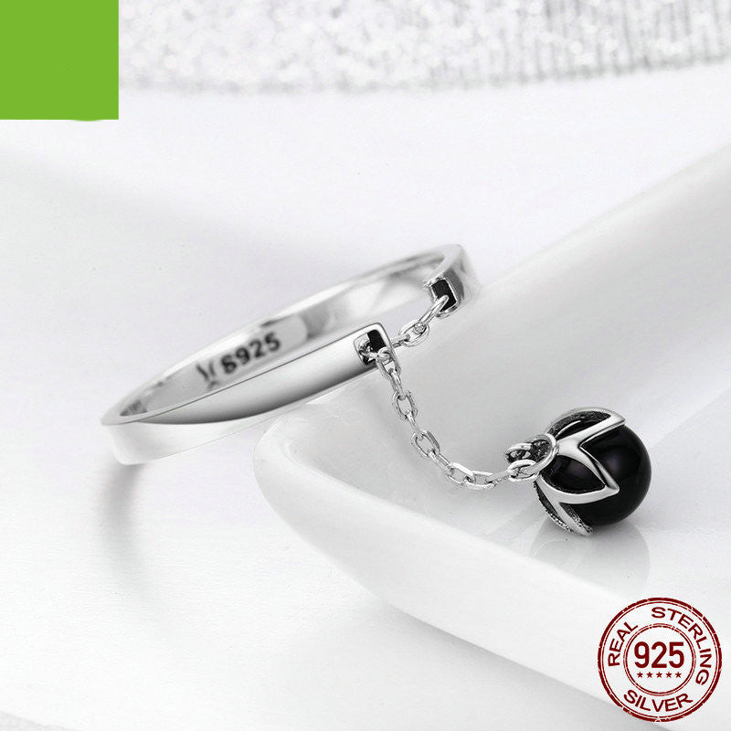 Womens Sterling Silver Ring Shell Beads Inlaid Zircon Personalized Flower Jewelry Ring European American Style