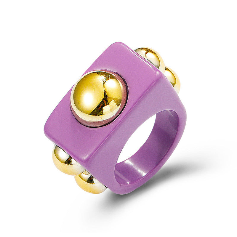 Geometric Resin Ring For Women Acrylic Finger Ring Statement Accessory Exaggerated Design Jewelry Trendy Style